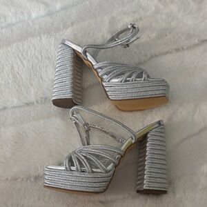 Lulu's Shimmering Silver Platform Sandals
